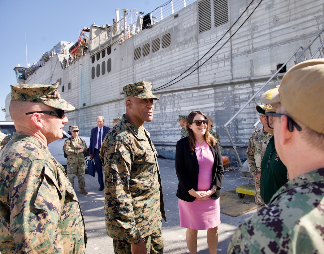 U.S. Marine Corps Gen. Michael Langley, commander, U.S. Africa Command visited the USNS Trenton, which is currently at port at La Goulette Pie, Morocco, Oct. 19, 2022. The visit to Tunisia began with a visit to Morocco and was Langley's third to Africa since taking command. (photo courtesy of the U.S. Embassy in Tunisia)