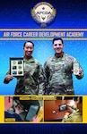 Graphic for the Air Force Career Development Academy depicting two Airmen holding cell phones.