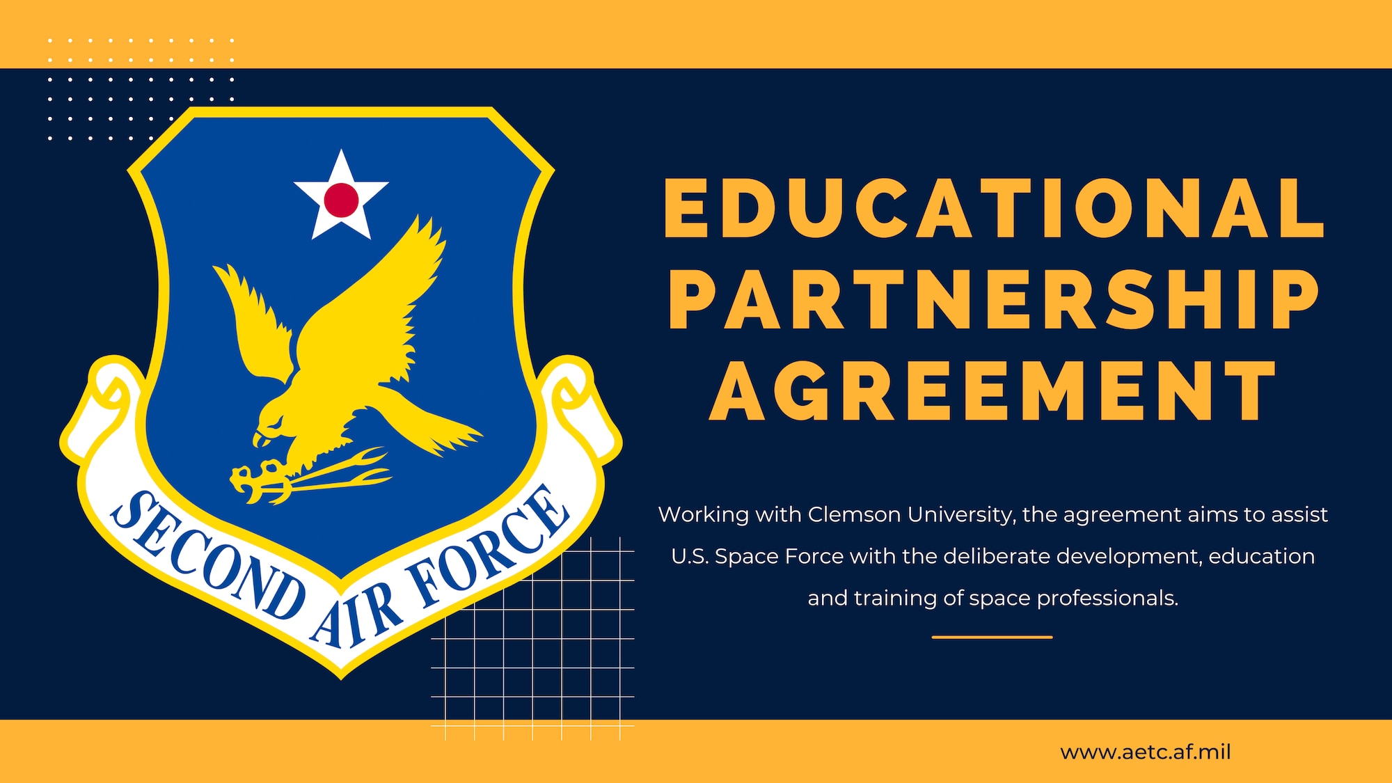 2nd Air Force shield on blue and orange background