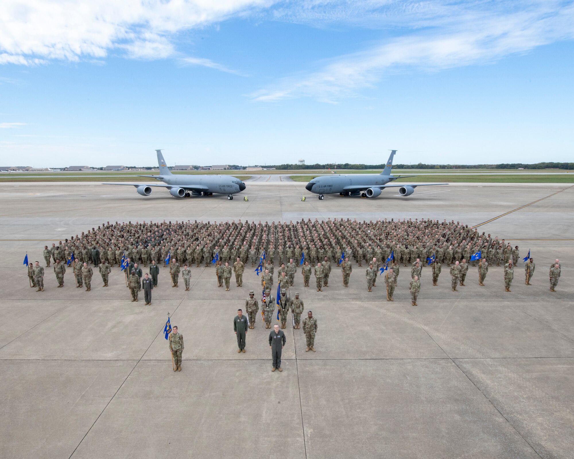 Organizational photo of the members of the 459th Air Refueling Wing on the 459th ARW flightline taken October 15, 2022.