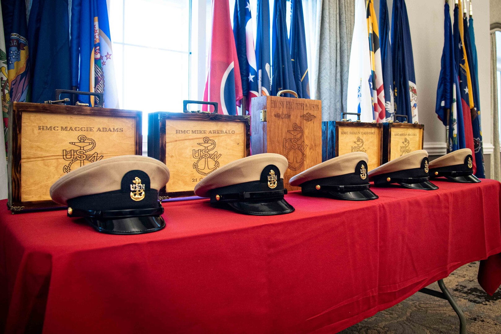 Five sailors serving aboard Marine Corps Air Station Cherry Point advanced to the rank of Chief Petty Officer during a ceremony held Friday, October 21, 2022.