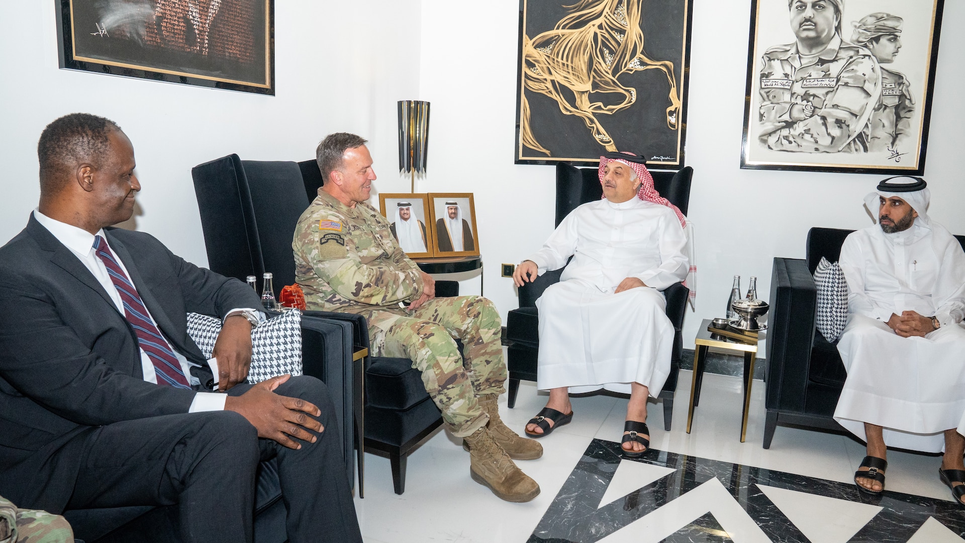 October 23rd: Doha - The Honorable Timmy T. Davis, US Ambassador to Qatar, and General Kurilla meet with Qatar Minister of State for Defense Affairs, His Excellency Dr. Khalid bin Mohamed Al Attiyah and the Head of International Military Cooperation Authority for the Qatar Armed Forces, Brigadier General Abdulaziz Saleh Al-Sulaiti.