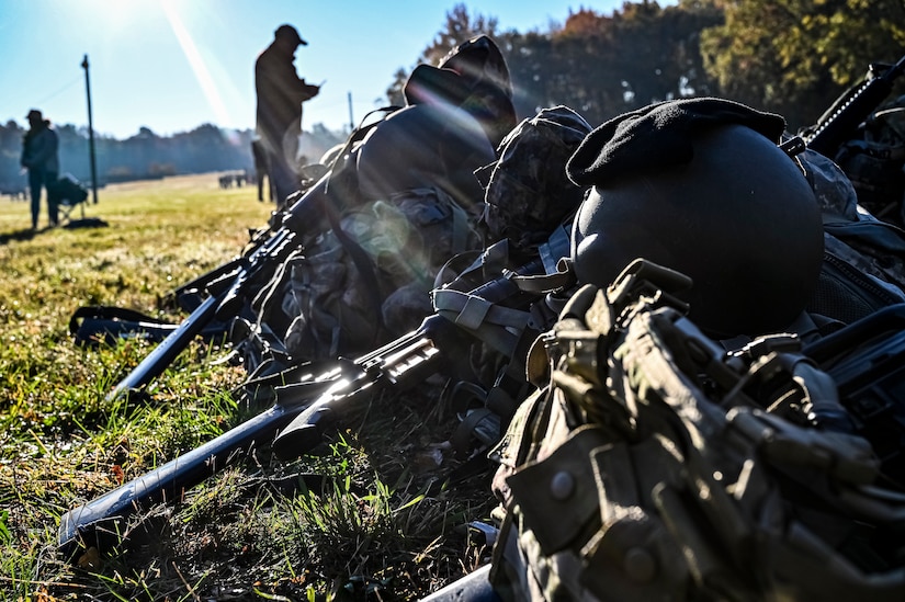 U.S. Army ROTC Cadets assigned to the U.S. Army Cadet Command 2nd Brigade compete during the Ranger Challenge at Joint Base McGuire-Dix-Lakehurst, N.J. on Oct. 22, 2022.The competition is conducted over two days on a non-tactical course. The mission is to challenge Cadets' mental and physical toughness and to develop leadership while fostering teamwork and esprit-de-corps. Teams participate in nine graded events, each team is awarded points based on how well they perform in each event. The best team in each event is awarded a trophy for being the first, second, and third place teams. The number one team is The Ranger Challenge Winner for that year.