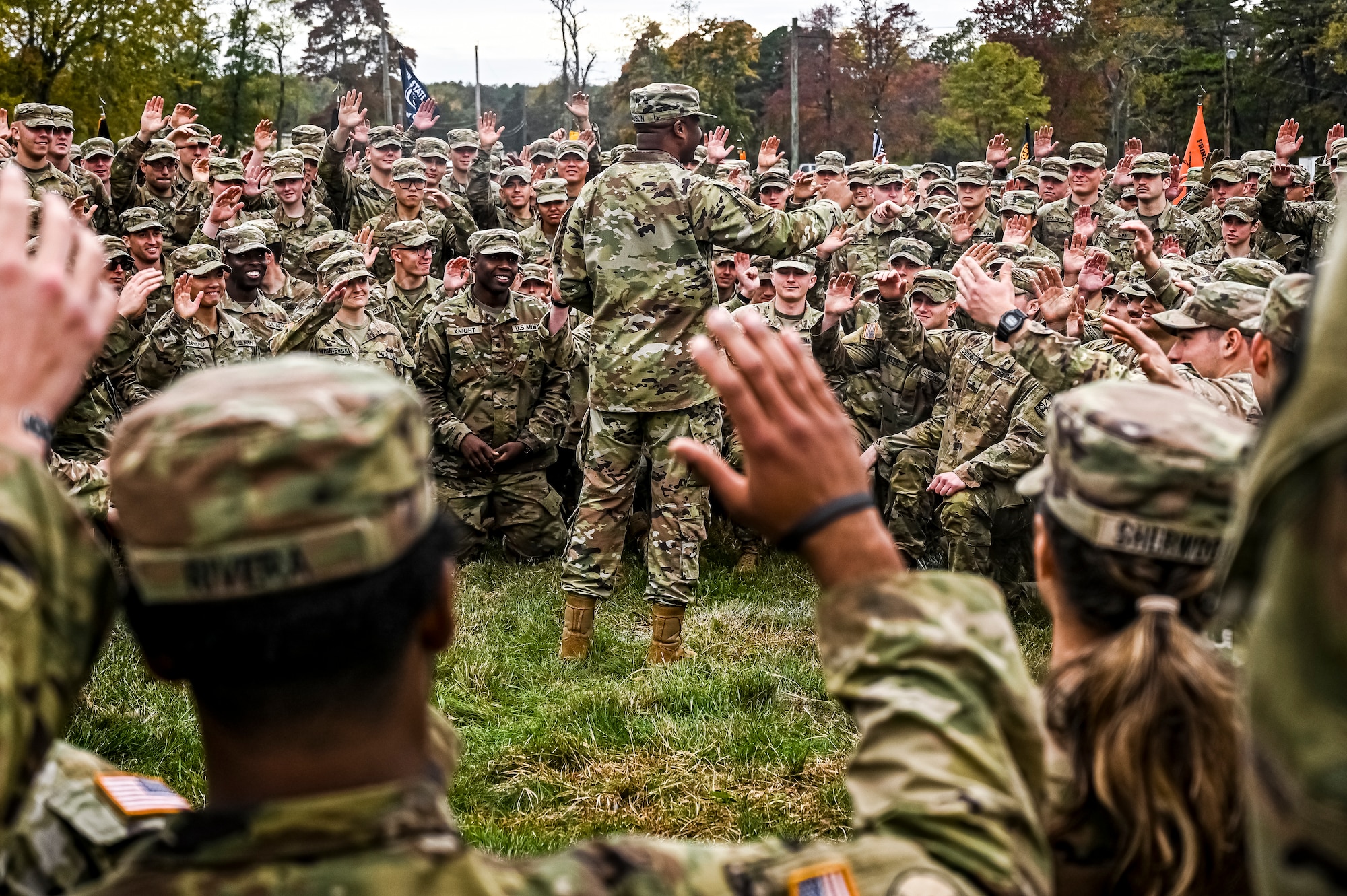 U.S. Army ROTC Cadets assigned to the U.S. Army Cadet Command 2nd Brigade compete during the Ranger Challenge at Joint Base McGuire-Dix-Lakehurst, N.J. on Oct. 22, 2022.The competition is conducted over two days on a non-tactical course. The mission is to challenge Cadets' mental and physical toughness and to develop leadership while fostering teamwork and esprit-de-corps. Teams participate in nine graded events, each team is awarded points based on how well they perform in each event. The best team in each event is awarded a trophy for being the first, second, and third place teams. The number one team is The Ranger Challenge Winner for that year.