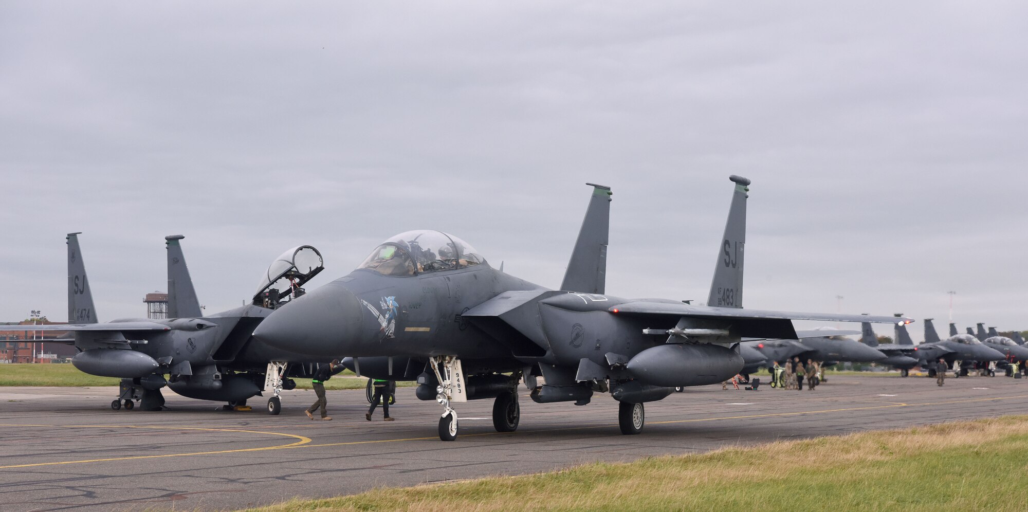 The Bloody Hundredth hosted Team Seymour's F-15 Strike Eagles as they stopped by Royal Air Force Mildenhall, England, on their way home to Seymour-Johnson Air Force Base, North Carolina, October 2022.

Team Mildenhall provided support for the Airmen and jets from the 335th Fighter Squadron and 335th Fighter Generation Squadron.