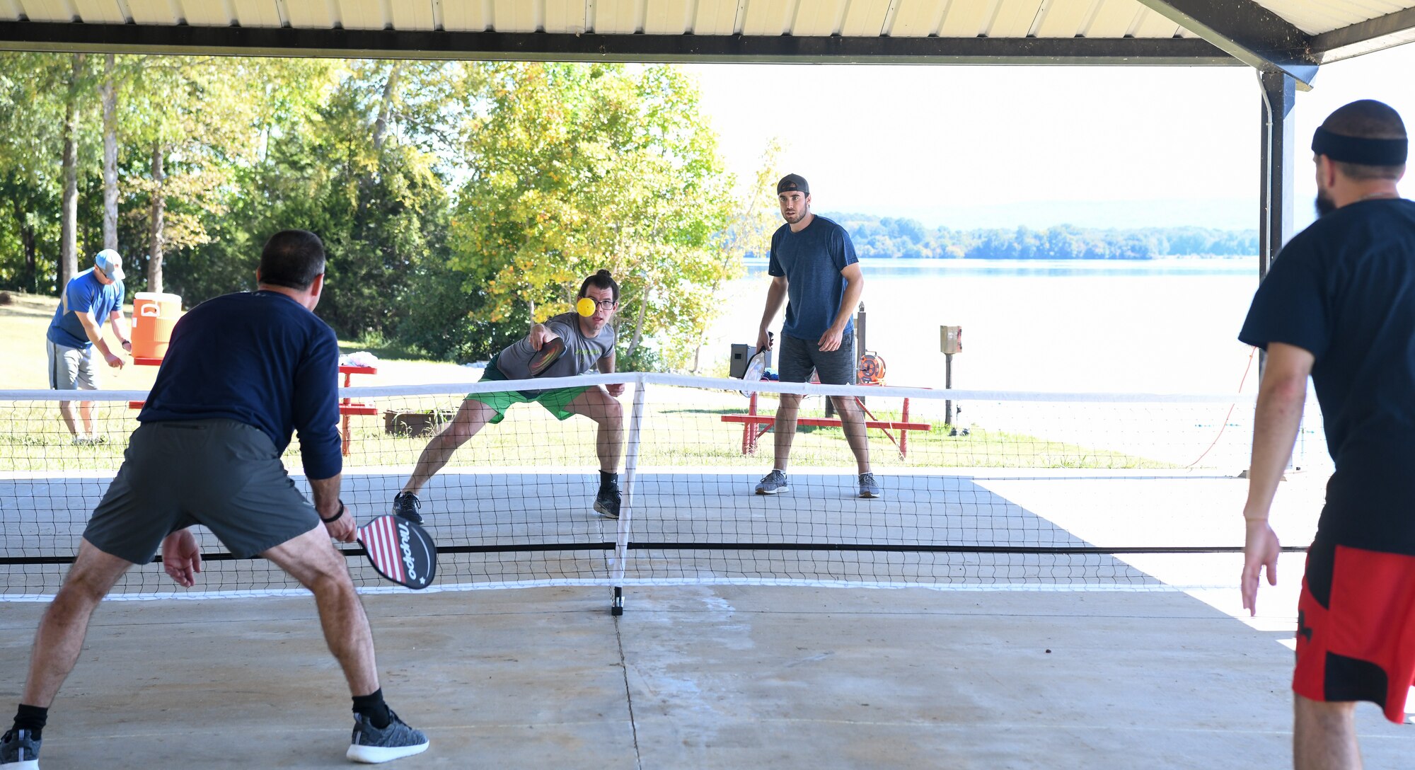 Men playing pickleball