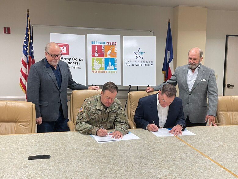 USACE Fort Worth District and San Antonio River Authority officials sign project partnership agreement