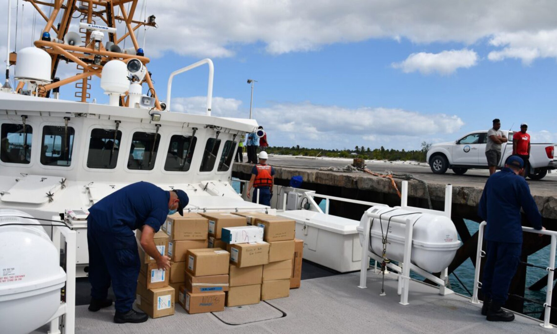 Coast Guard Cutter Oliver Berry Conducts Contactless COVID-19 PPE Delivery