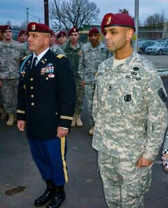 Sgt. Maj. Rafael Colon Hernandez, assistant chief of staff of medical at U.S. Army South, then a sergeant 1st class, stands at attention in Schweinfurt, Germany in 2009.