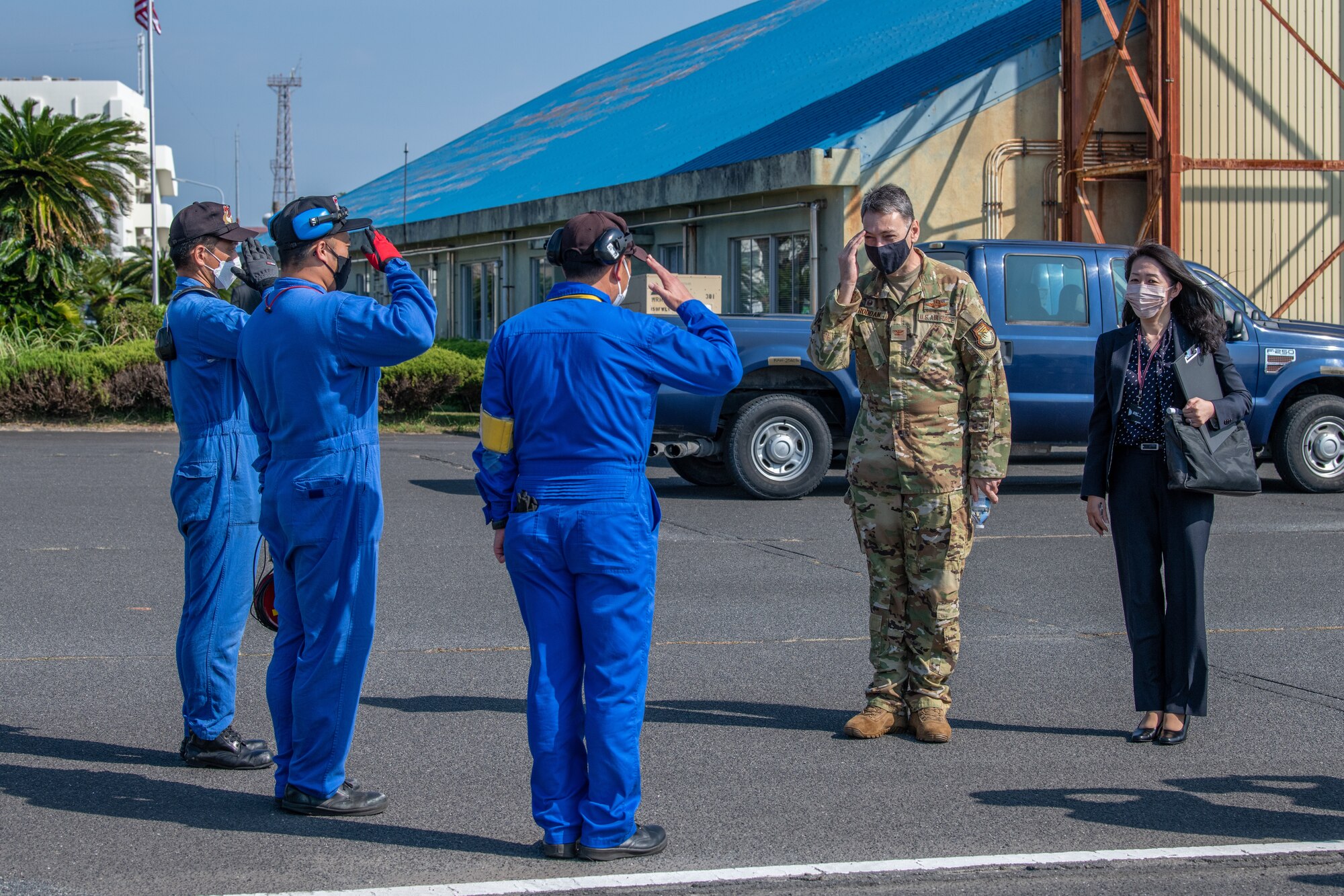 Commander returns a salute