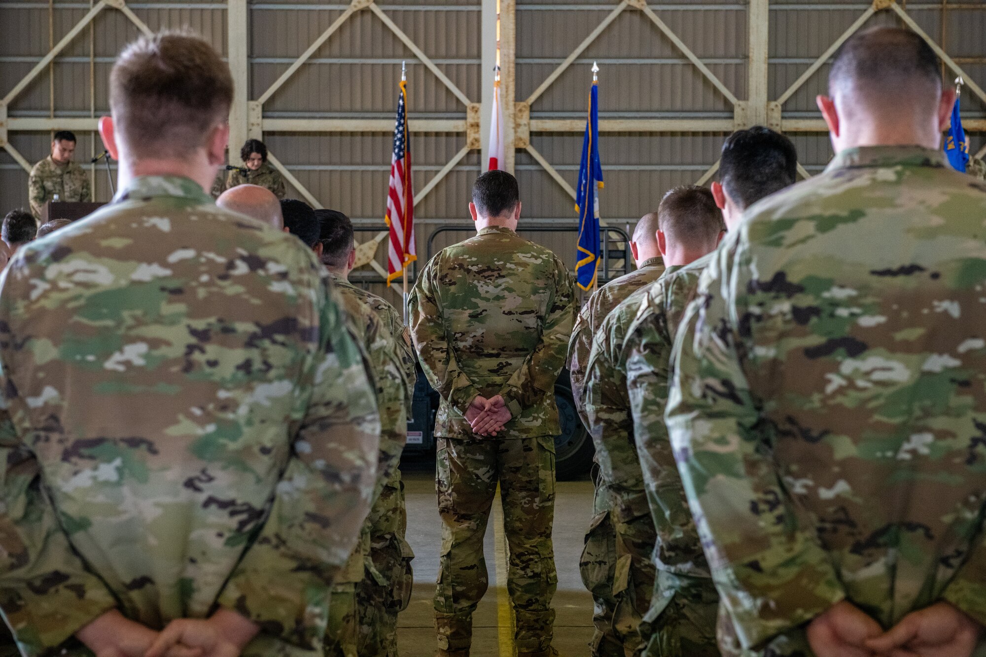 Airmen stand in formation