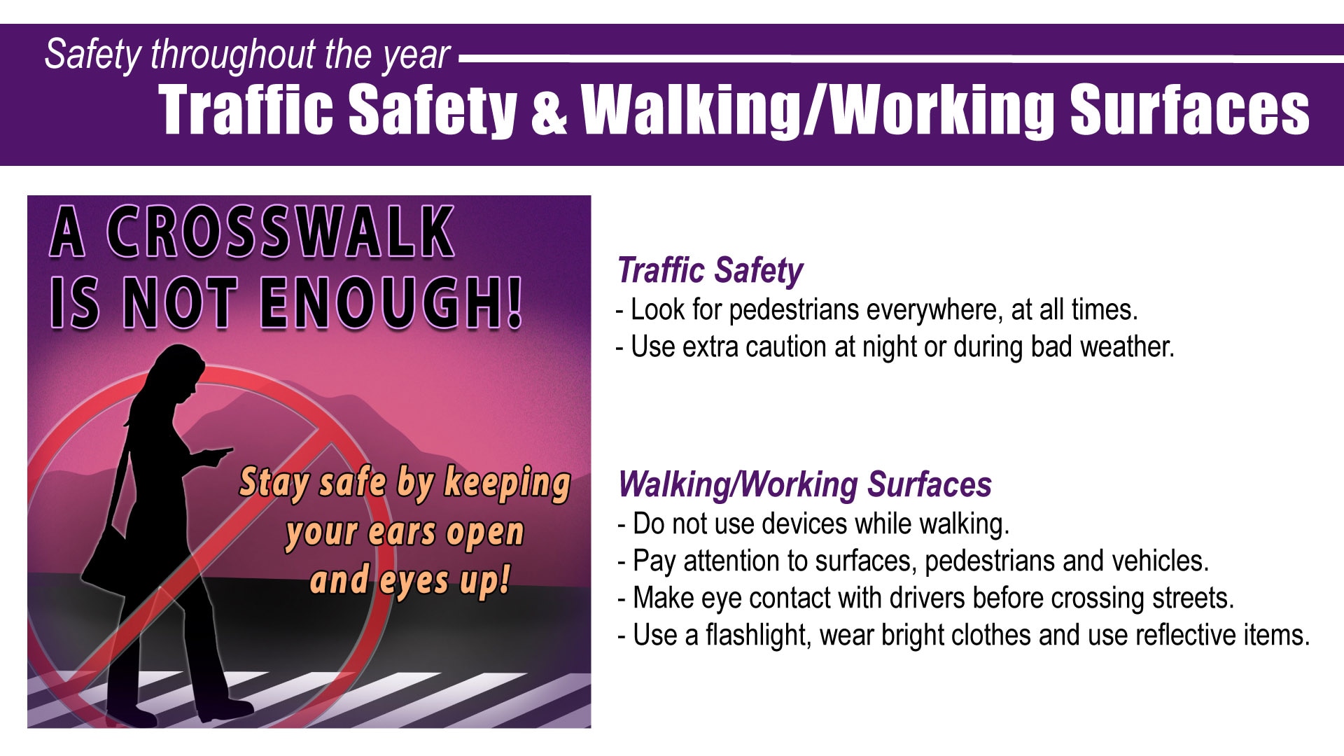 Traffic & pedestrian safety graphic (U.S. Navy graphic by Robin Lee)