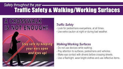 Traffic & pedestrian safety graphic (U.S. Navy graphic by Robin Lee)