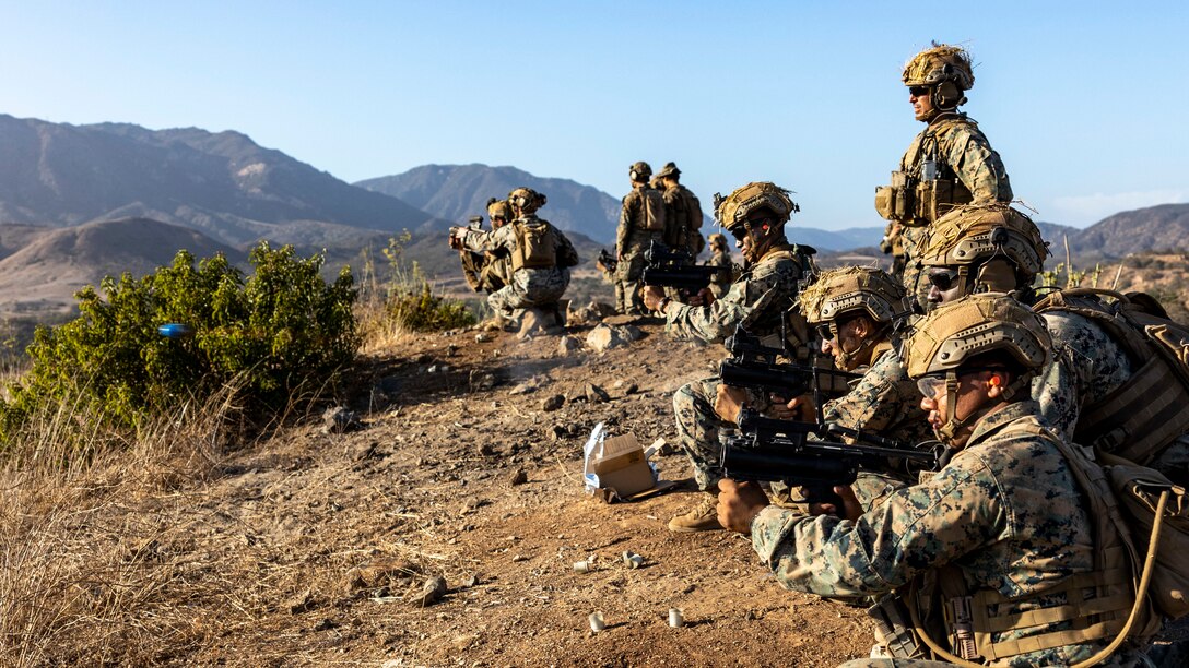 MARINE CORPS BASE CAMP PENDLETON, California (Aug. 15, 2022) - U.S. Marines with Golf Company, Battalion Landing Team 2/4, 13th Marine Expeditionary Unit, fire M320 Grenade Launchers on range 408, Aug 15. Synchronizing the capabilities of the Navy-Marine Corps team multiplies the traditional influence of sea power by projecting landing forces ashore. Marines and Sailors of the 13th MEU are embarked aboard the Makin Island Amphibious Ready Group (ARG), conducting integrated training operations in U.S. 3rd Fleet. (U.S. Marine Corps photo by Cpl. Gillam)