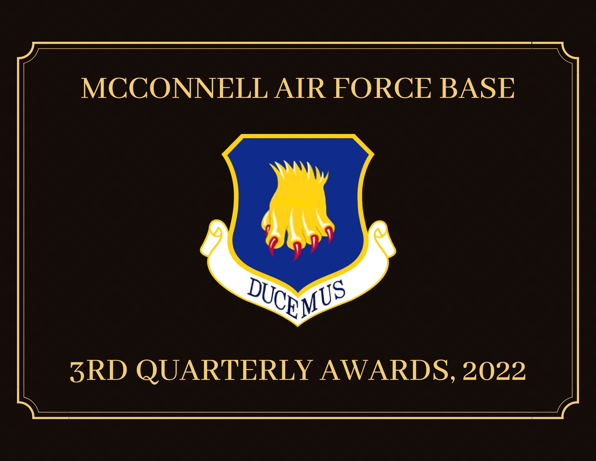 McConnell AFB 3rd QTR Awards 2022. (Air Force Graphic by Staff Sgt. Nathan Eckert)