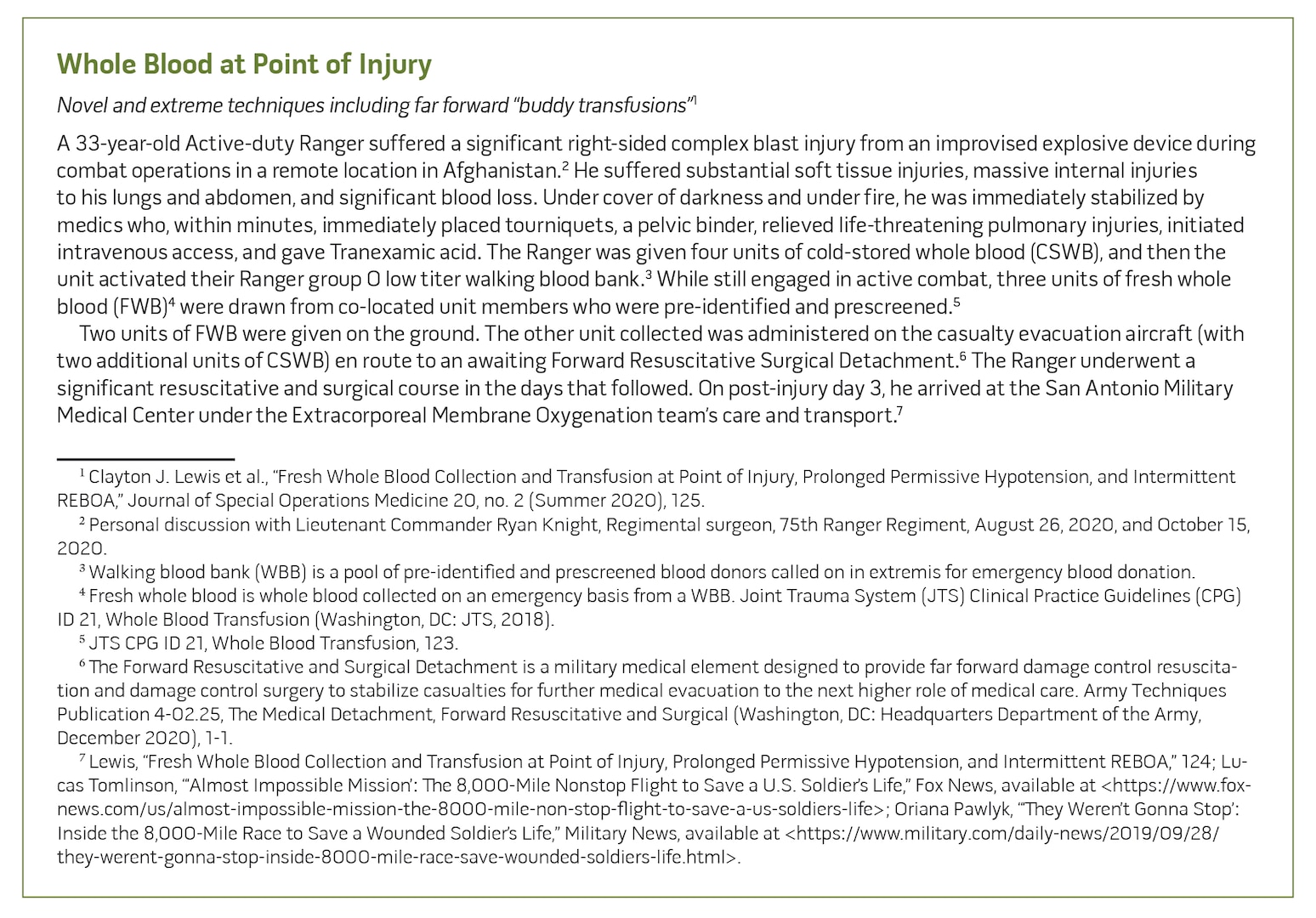 Whole Blood at Point of Injury