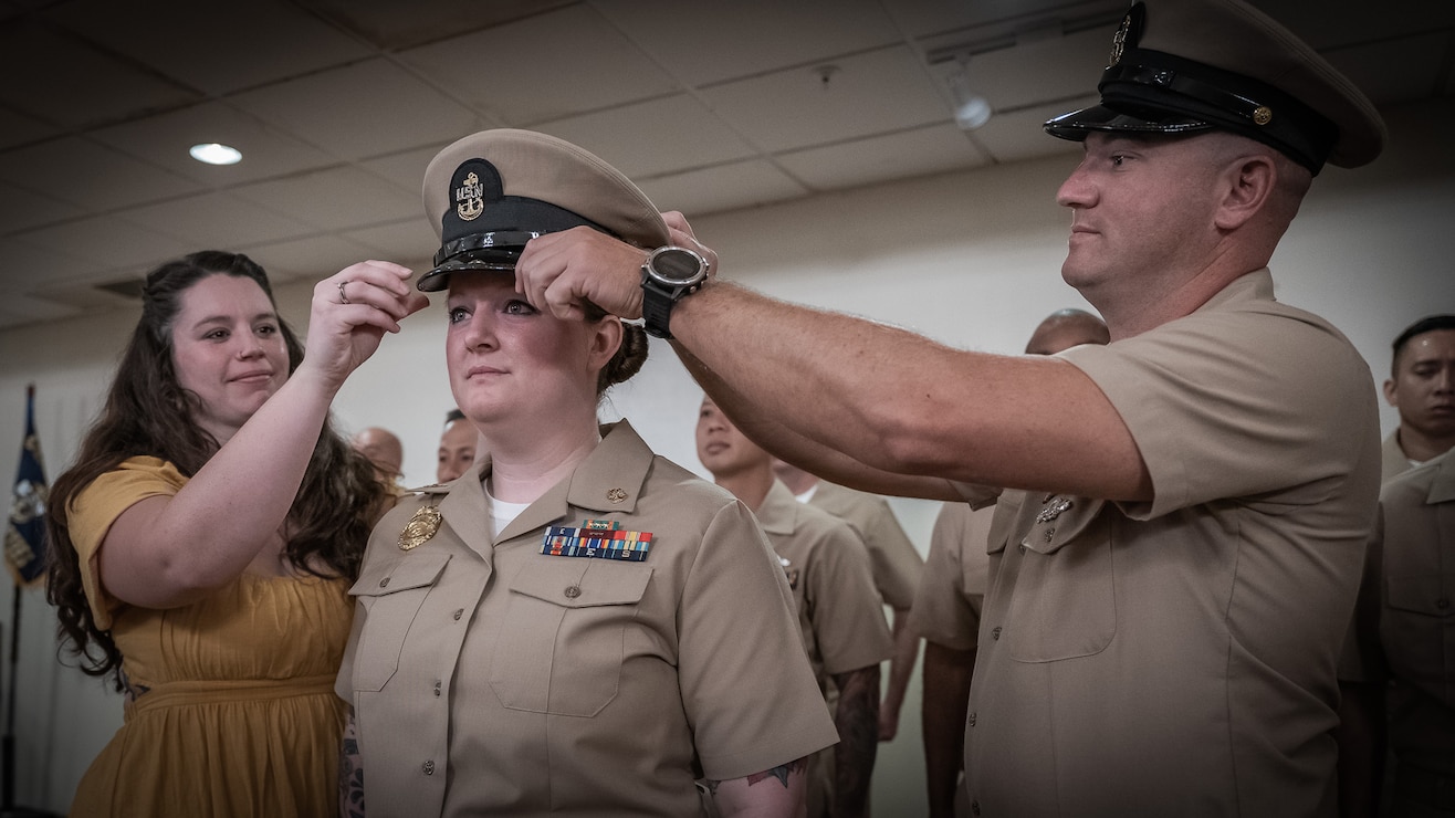 NAVAL BASE GUAM (Oct. 24, 2022) Sailors, civilians, and military families gathered to witness the initiation of several of the region’s newest chief petty officers during a pinning ceremony at Top o’ the Mar onboard U.S. Naval Base Guam (NBG) in Nimitz Hill Oct. 21.