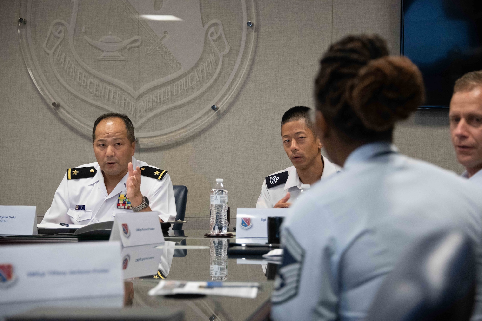 Warrant Officer Hideyuki Seki, Japanese Joint Staff Senior Enlisted Advisor To The Chairman, visits Maxwell-Gunter for an immersion tour of enlisted professional military education schools at Air University, Oct. 18, 2022.