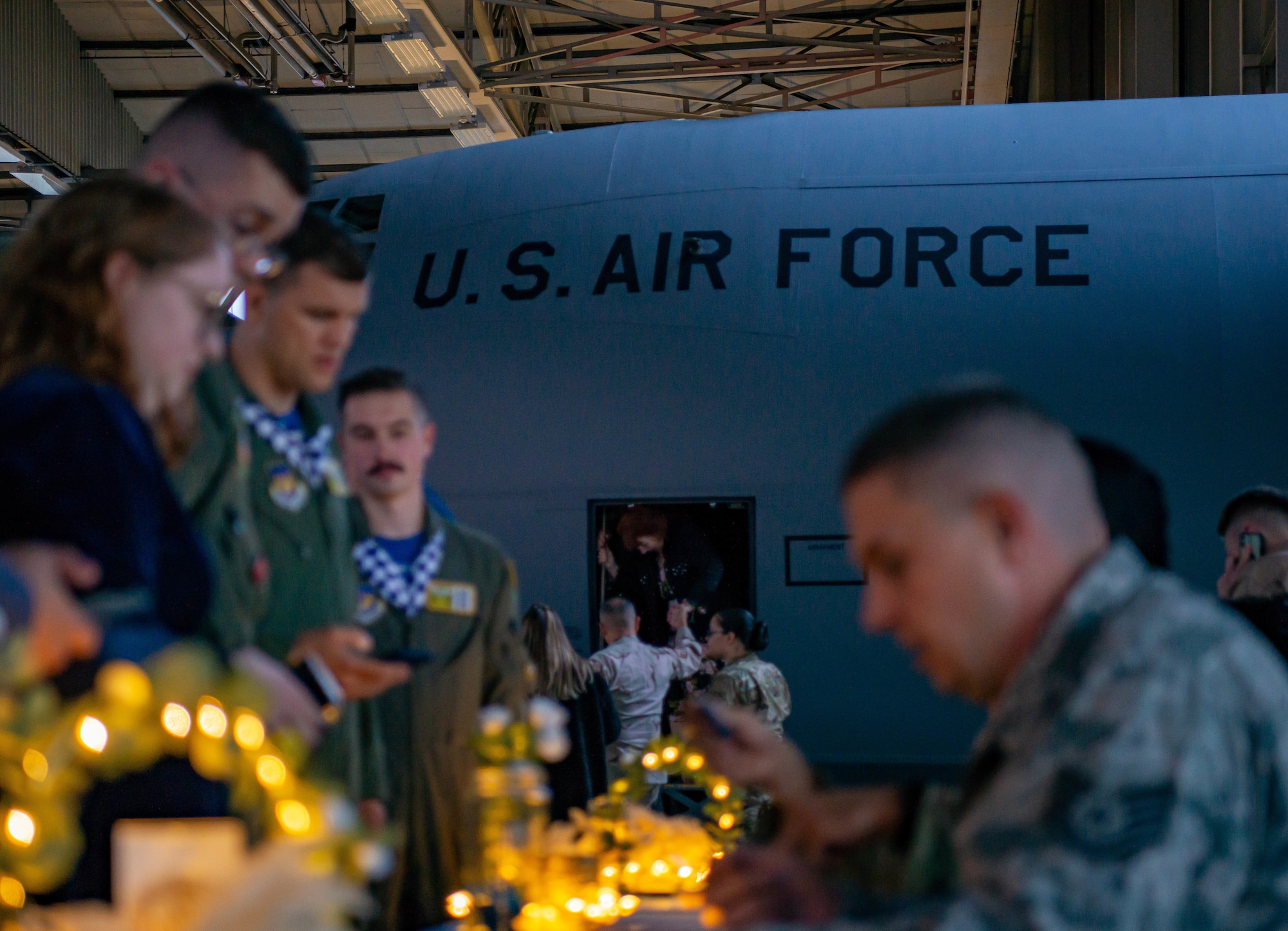An aircraft overlooks the Air Force Gala