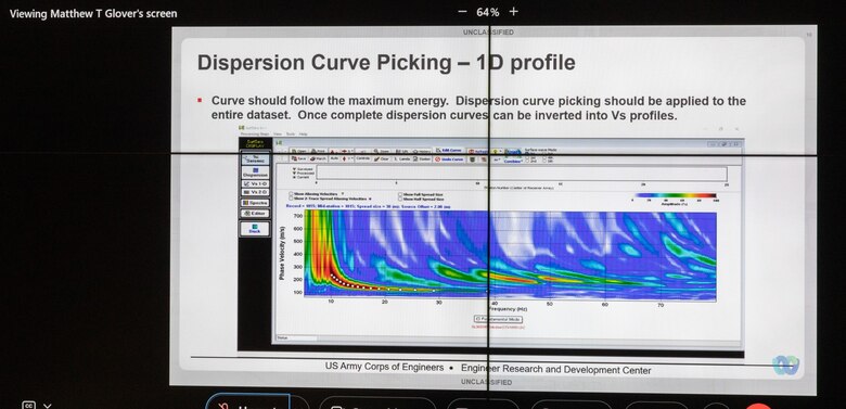 Matthew Glover, a geophysicist with the U.S. Army Corps of Engineers St. Louis District, presented his research results virtually at the U.S. Army Engineer Research and Development Center ERDC University graduation ceremony Sept. 15, 2022. (U.S. Army Corps of Engineers photo)