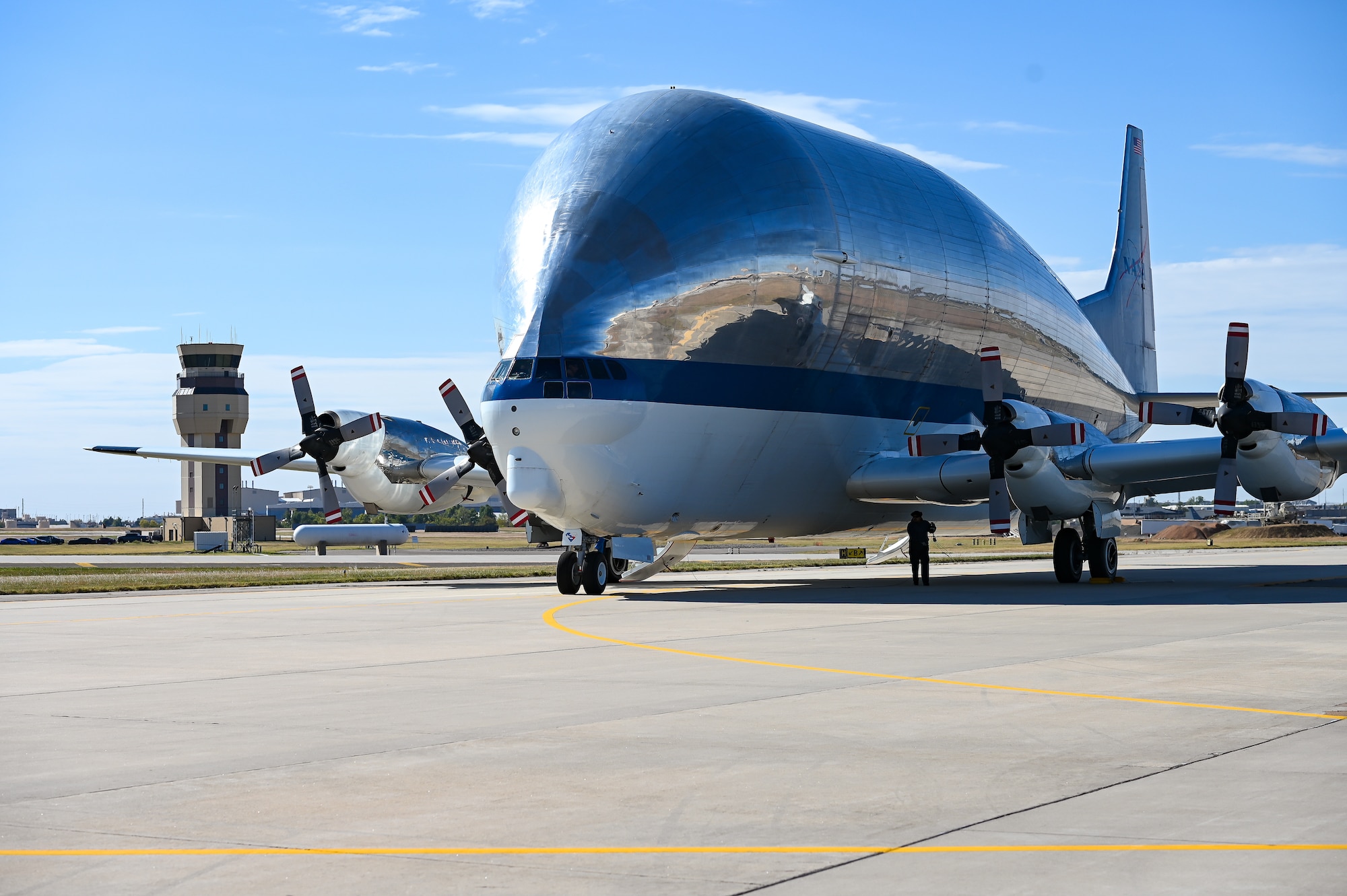 NASA Super Guppy aircraft taxiing