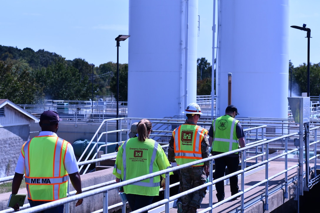 USACE Vicksburg District engineers take part in an interagency site visit at O.B. Curtis Water Treatment Plant in Jackson, Mississippi, on Sept. 26 as part of the response to the Jackson water crisis.