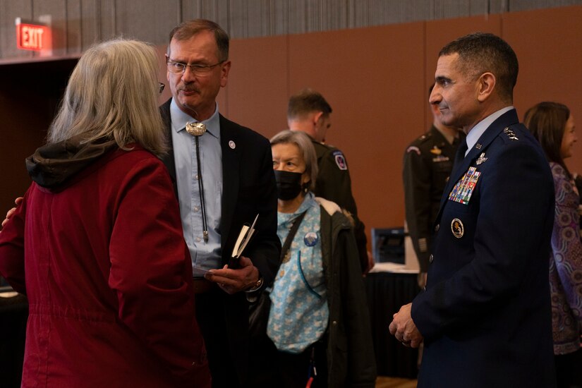 A photo of Lt. Gen. David Nahom speaking to AFN convention attendees.