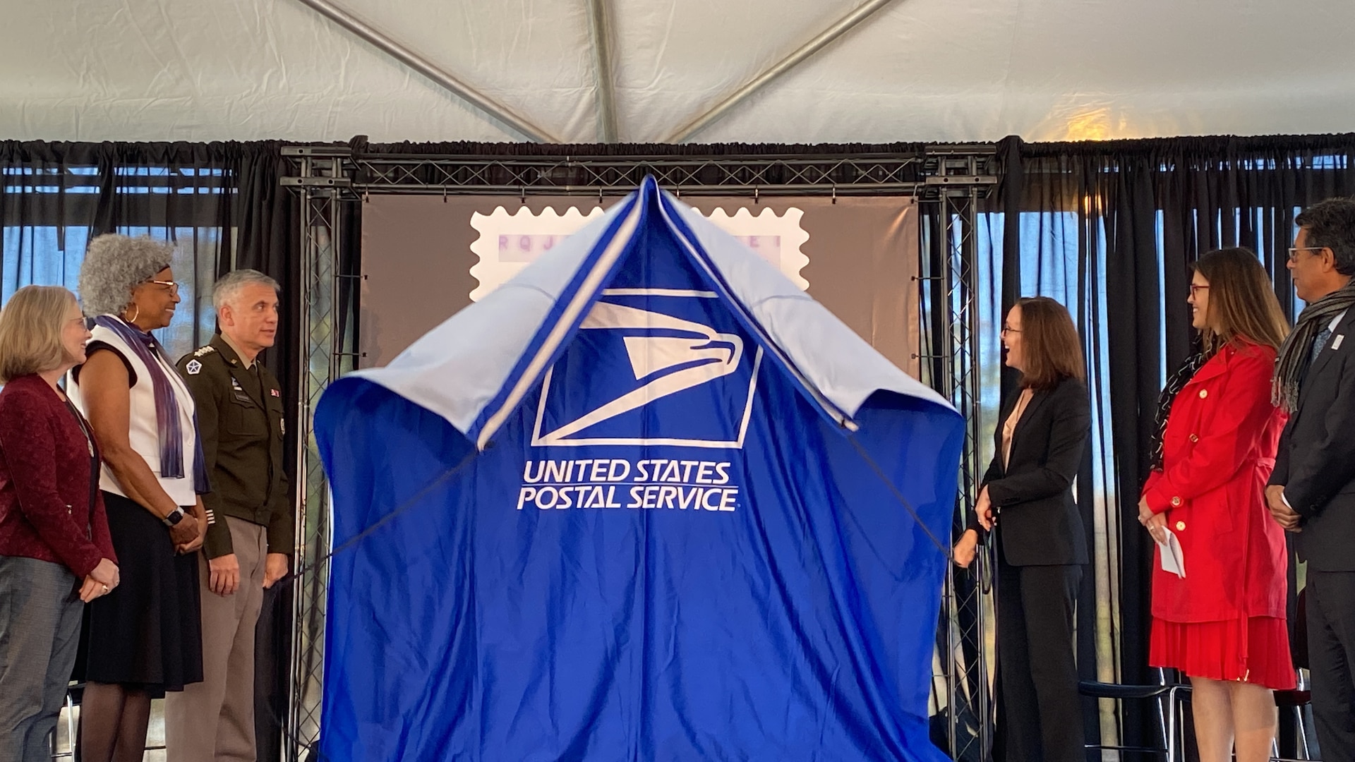 The first-day-of-issue ceremony for the Women Cryptologists of World War II Forever stamp on October 18, 2022 at the National Cryptologic Museum.