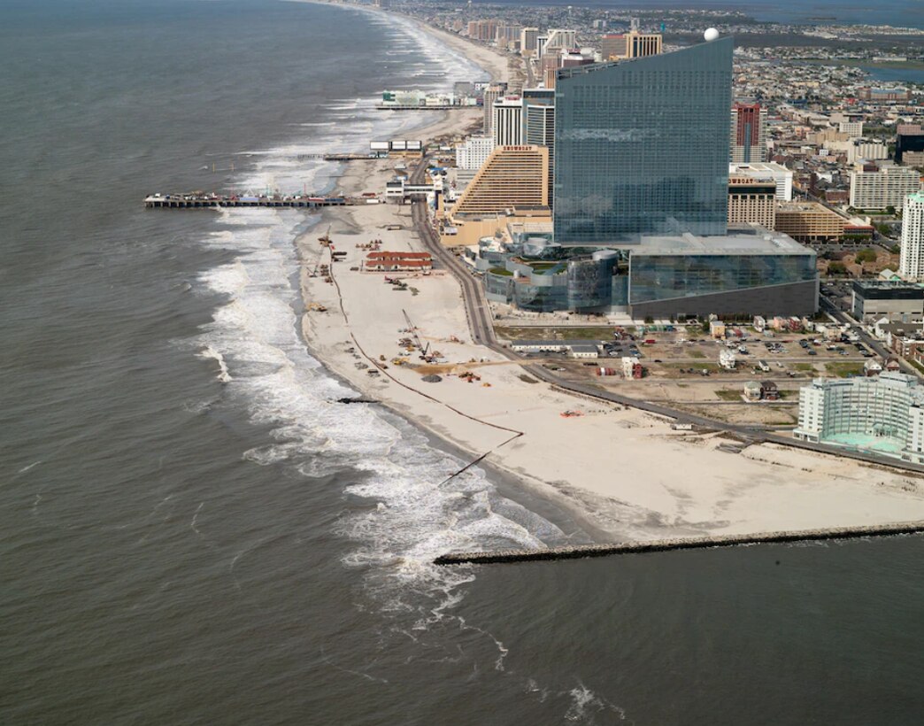 Aerial view shows the coastline of Absecon Island