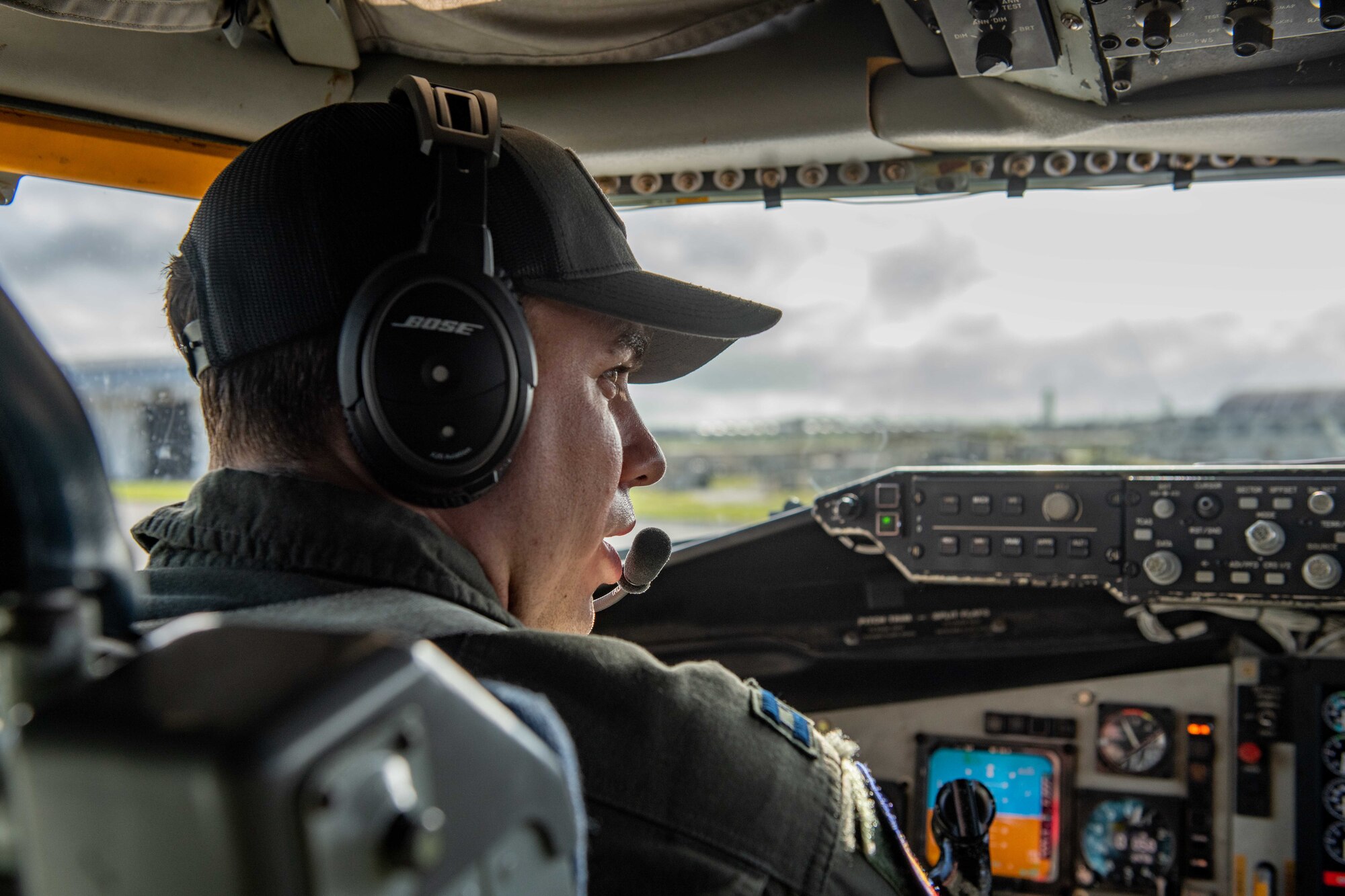 A pilot prepares to taxi onto the flight line