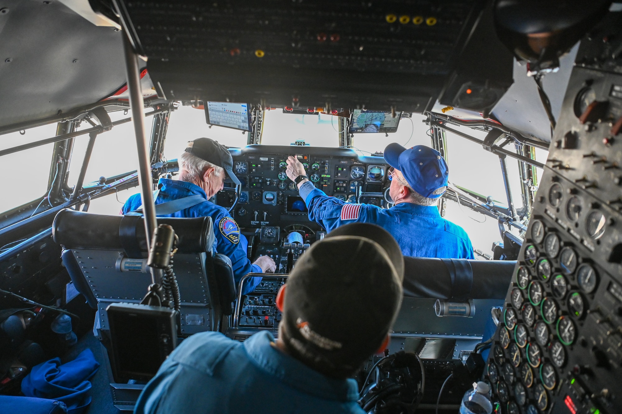 NASA Super Guppy air crew in cockpit