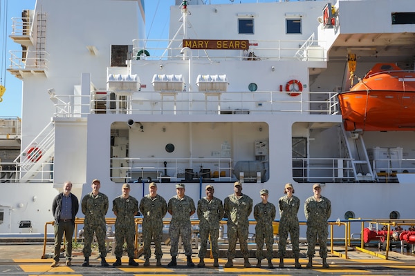 YOKOSUKA, Japan (Oct 20, 2022) Sailors assigned to Commander, Submarine Group 7 (CSG 7) take a tour of the Pathfinder-class oceanographic survey ship USNS Mary Sears (T-AGS 65), Oct. 20, 2022. U.S. Naval Meteorology and Oceanography Command directs and oversees more that 2,500 globally-distributed military and civilian personnel who collect, process and exploit environmental information to assist Fleet and Joint Commanders in all warfare area to make better decisions, based on assured environmental information, faster than the adversary. CSG-7 directs forward-deployed, combat capable forces across the full spectrum of undersea warfare throughout the Western Pacific, Indian Ocean and Arabian Sea. (U.S. Navy photo by Mass Communication Specialist 2nd Class Travis Baley)