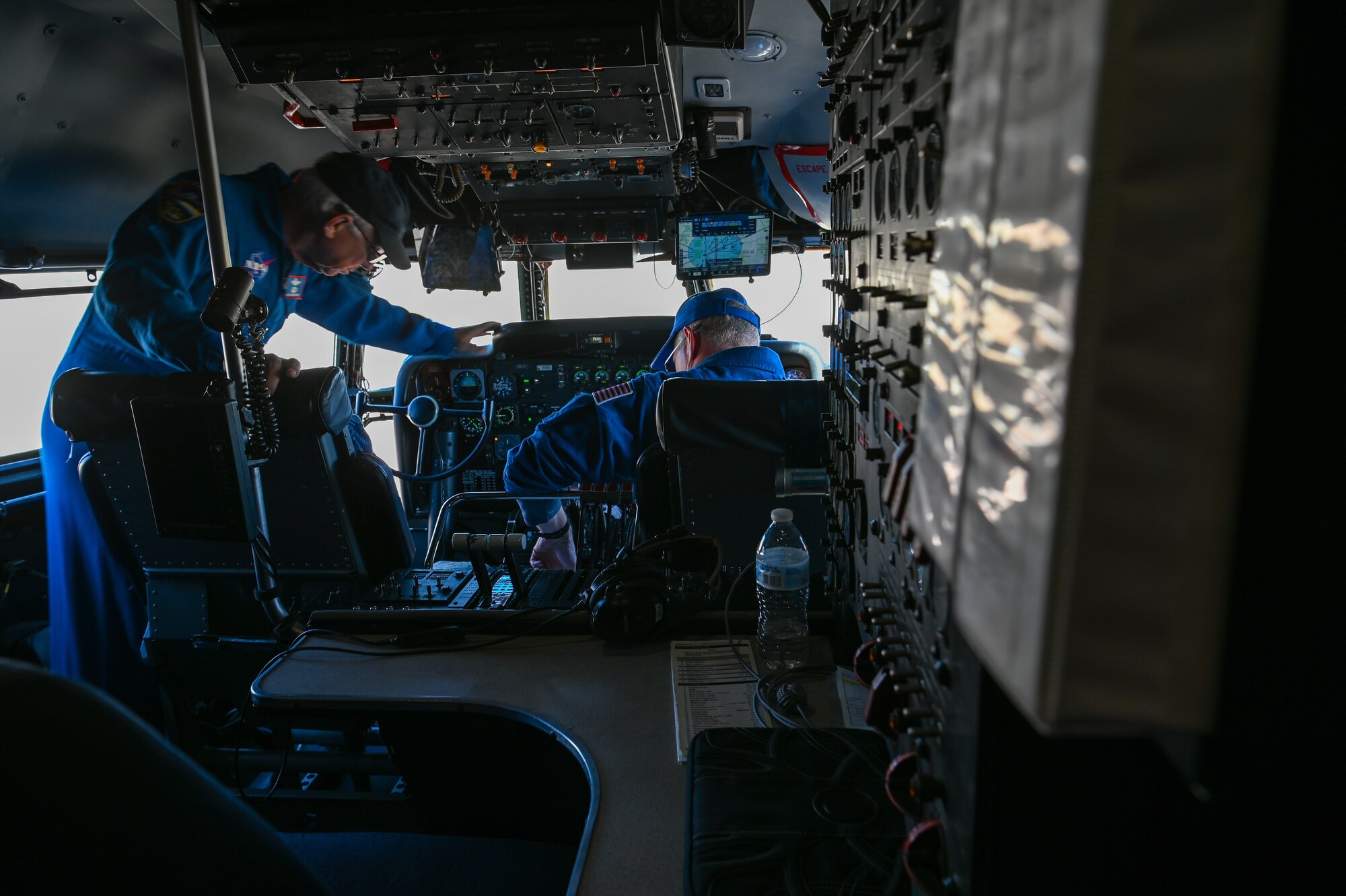 NASA Super Guppy air crew in cockpit