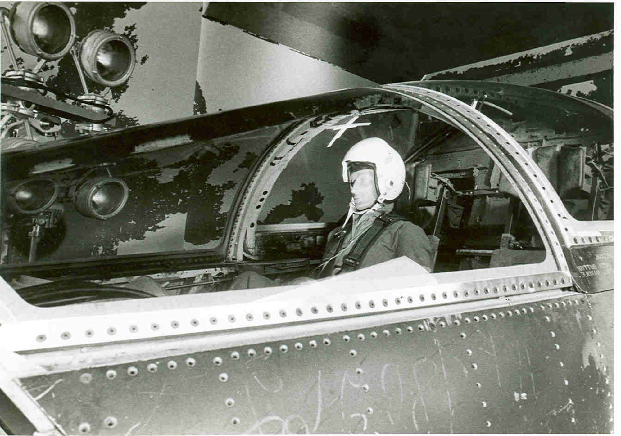 An instrumented manikin is used to evaluate potential hazards to the aircrew of an aircraft subjected to a bird strike at the Bird Impact Range at Arnold Air Force Base, Tennessee, in the mid-1970s. The “X” above the head of the manikin marks the point of impact. The test facility, commonly referred to as the “Chicken Gun,” was used to simulate in-flight bird strikes to aircraft canopies and other materials by launching chicken carcasses at test articles. The first shot from the Chicken Gun was fired 50 years ago. (U.S. Air Force photo)