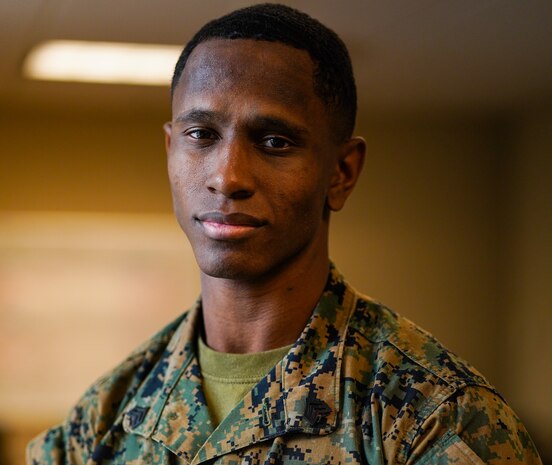 U.S. Marine Corps Sgt. David Hamptonfurr, administrative specialist, Marine Corps Base Quantico, poses for a photo on MCB Quantico, Oct. 4, 2022. Hamptonfurr competed in the 2022 Organization of Competitive Bodybuilding in Bowie, Maryland, making his professional debut.