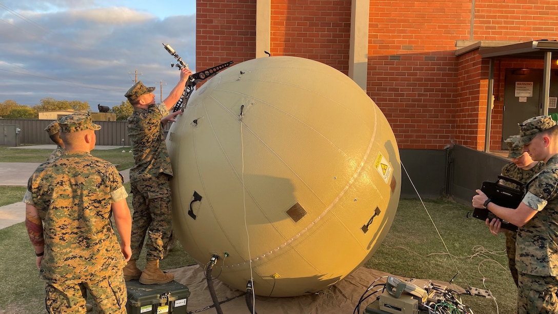 U.S. Marines aboard Goodfellow Air Force Base set up the Odinsphere Satellite Communications Terminal to perform critical physical and logical updates to the system. Completing these updates allow a more fluid and dynamic learning environment for Marines enrolled in the ISR Systems Engineer Course.