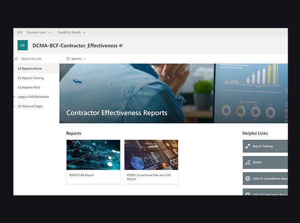 Graphic of the Contractor Effectiveness homepage.