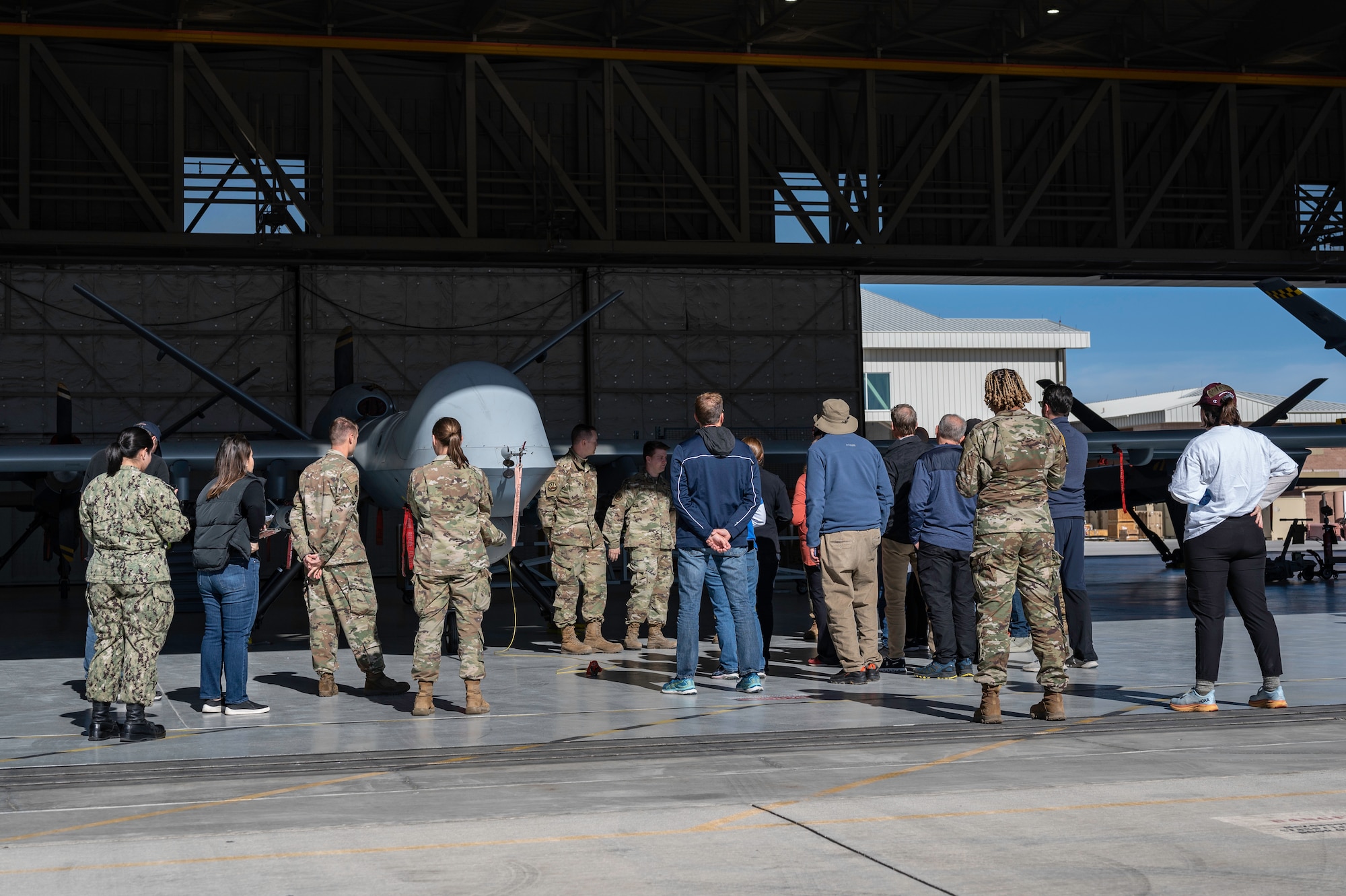 People tour aircraft