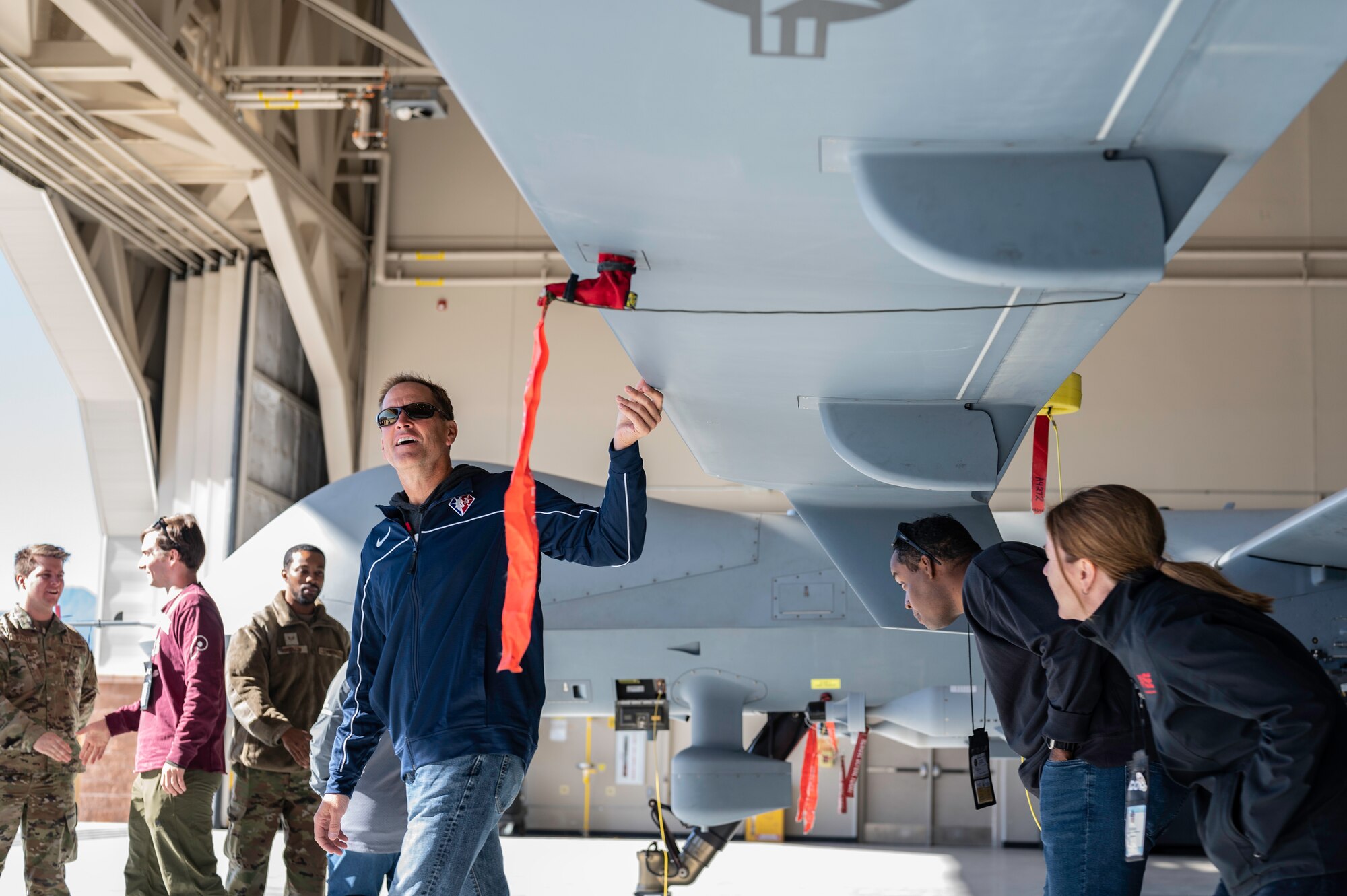 People tour aircraft