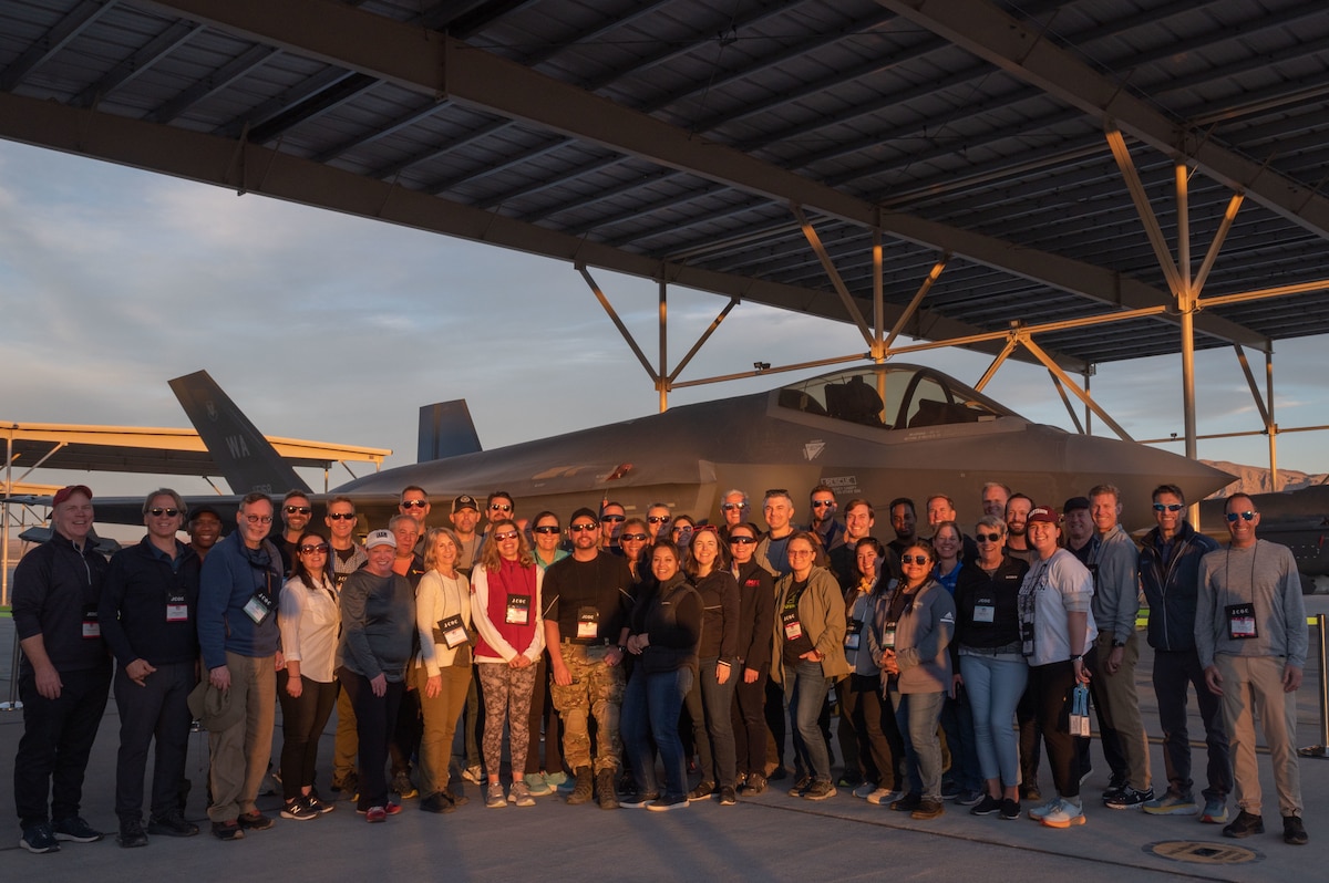 Group of people in front of an F-35