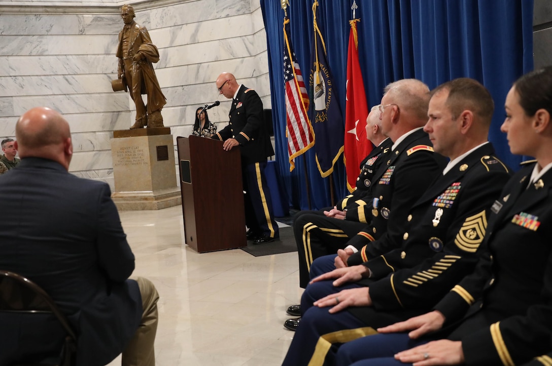 Command Chief Warrant Officer 5 Harlan relinquished the responsibility over Kentucky’s warrant officer corps to the Chief Warrant Officer 5 Ricky L. Skelton.