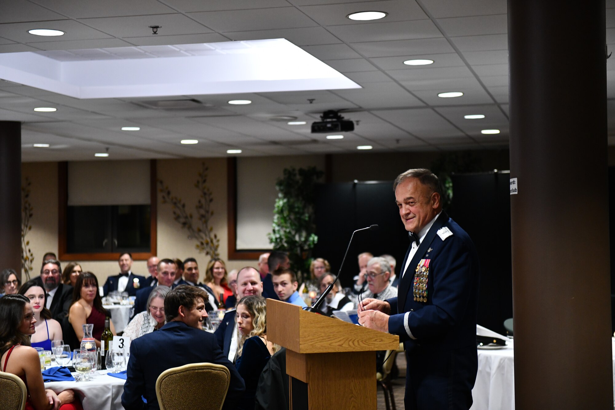 Retired Brig. Gen. Merle "Maddog" Hart gives remarks as the guest speaker at a chief induction ceremony at Youngstown Air Reserve Station, Ohio, Oct. 15, 2022.