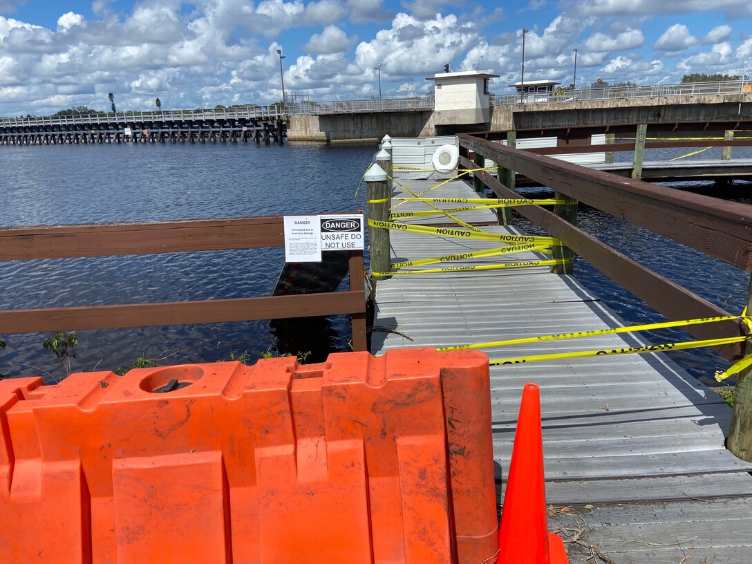 Courtesy Dock at W.P. Franklin Lock and Dam South Day Use Area damaged due to Hurricane Ian
