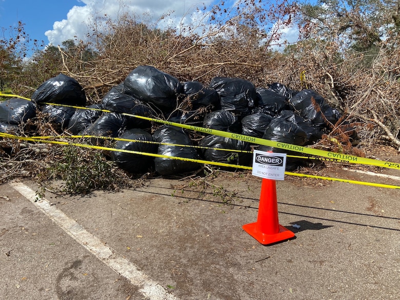 Debris pile at W.P. Franklin Lock and Dam South Day Use Area following Hurricane Ian