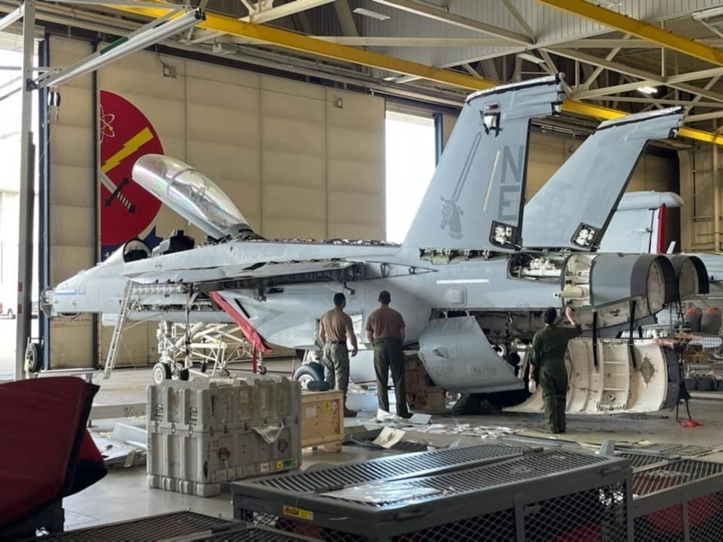 EA-18G Growler 515, assigned to Electronic Attack Squadron 129, is refurbished at Naval Air Station Whidbey Island.