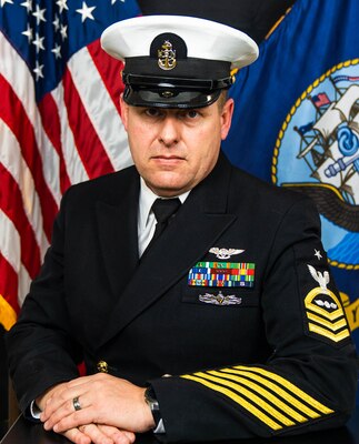 (Oct. 31, 2022) EGLIN AIR FORCE BASE, Fla. -- Official portrait of Senior Chief Aviation Electrician's Mate William E. Hill. (U.S. Navy photo)