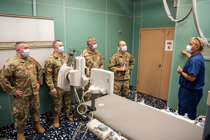 Arkansas National Guard members toured the USNS Comfort offshore from Puerto Barrios, Guatemala, Oct. 29, 2022, during Continuing Promise 2022. The tour provided an opportunity for Arkansas Guardsmen to  build relationships with U.S. Navy and Marine Corps personnel and exchange ideas to increase total force readiness in patient care and to rapidly respond to disaster relief efforts and military operations.