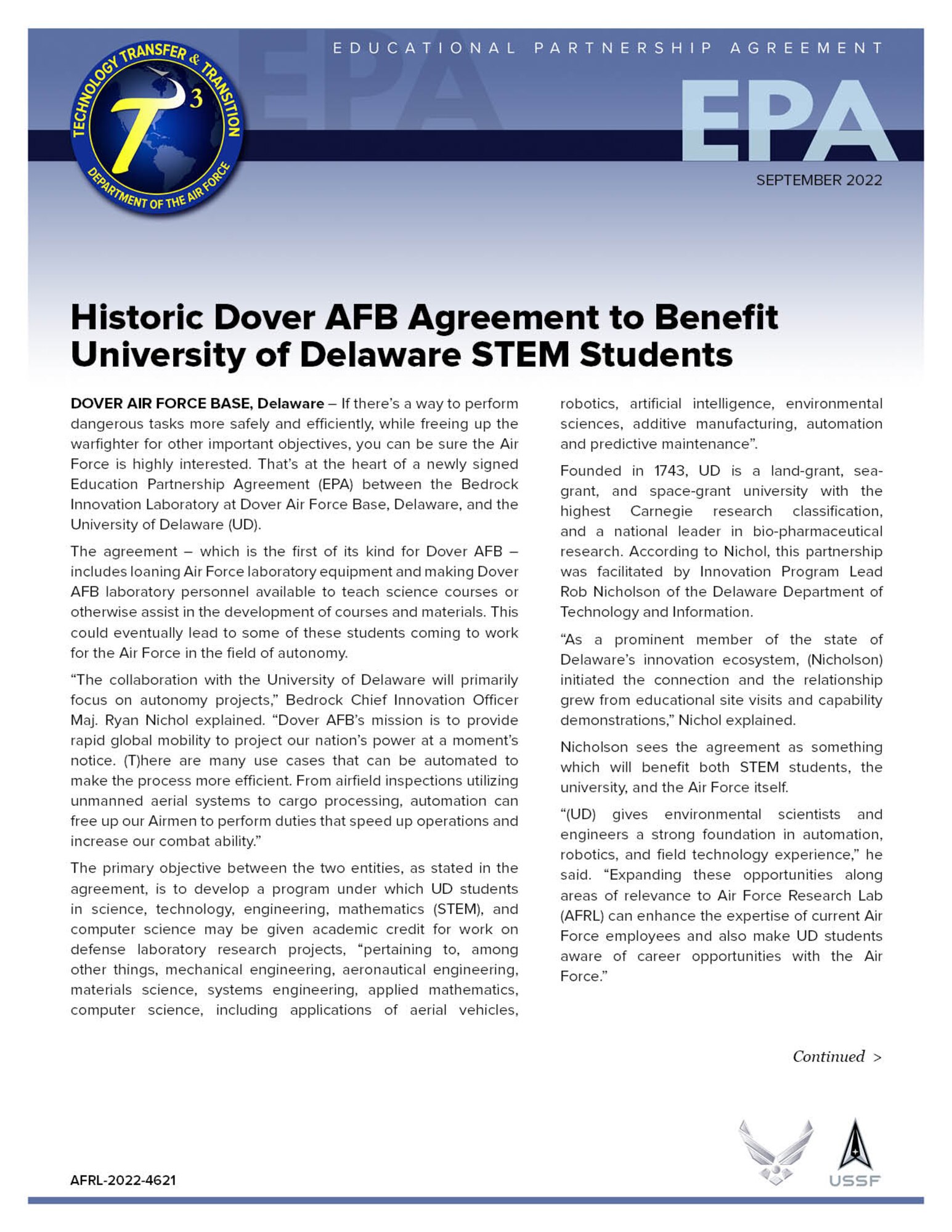 1020_INGRAM_SBT_Dover AFB and Univ of Delaware EPA_SuccessStory