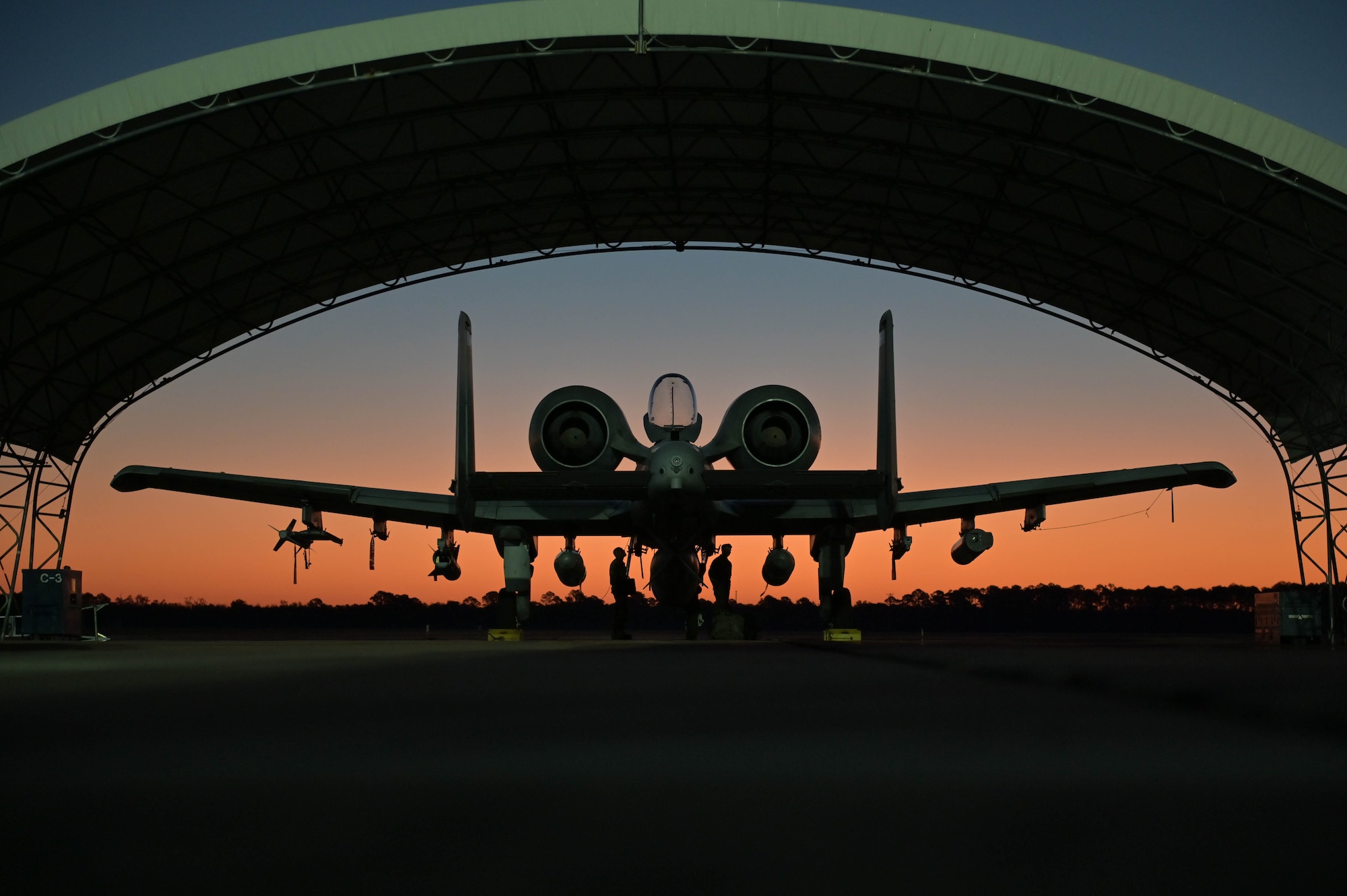 U.S. Air Force Airmen assigned to the 74th Fighter Generation Squadron prepare an A-10C Thunderbolt II aircraft for flight at Moody Air Force Base, Georgia, Oct. 16, 2022.The 23rd Wing deployed A-10C Thunderbolt II aircraft and support personnel to Andersen Air Force Base, Guam for a routine Dynamic Force Employment Operation. (U.S. Air Force photo by Senior Airman Rebeckah Medeiros)