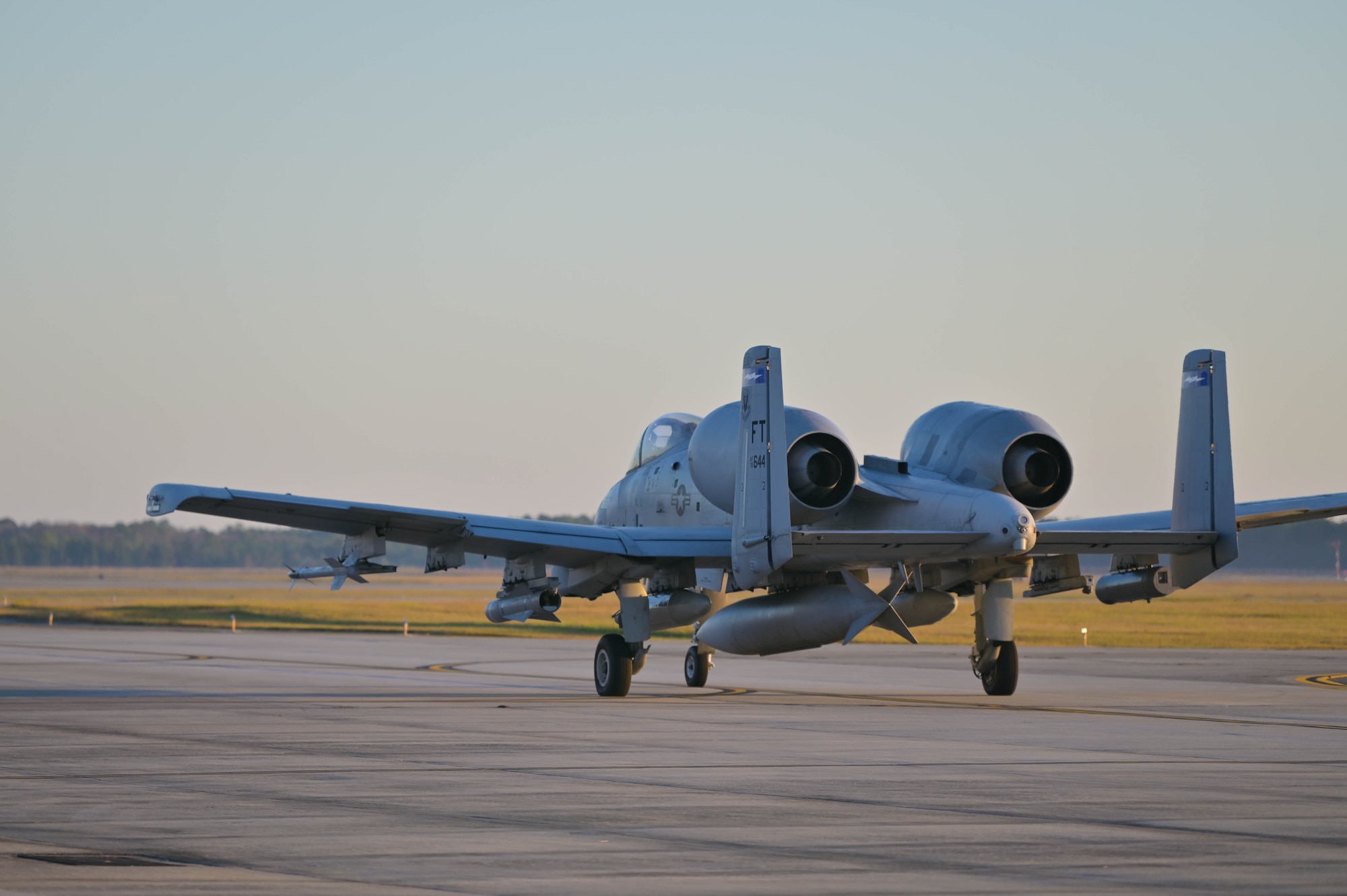 U.S. Air Force Capt. Matthew Dorsey, 74th Fighter Squadron A-10C Thunderbolt II pilot, taxis the aircraft down the flightline at Moody Air Force Base, Georgia, Oct. 16, 2022.The 23rd Wing deployed A-10C Thunderbolt II aircraft and support personnel to Andersen Air Force Base, Guam for a routine Dynamic Force Employment Operation.(U.S. Air Force photo by Senior Airman Rebeckah Medeiros)